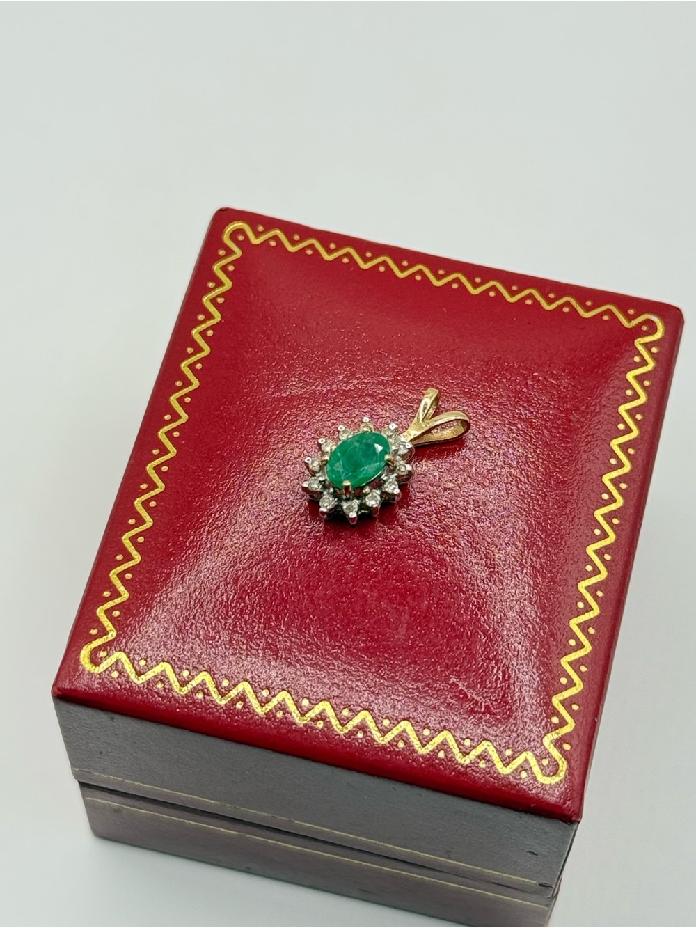 14k gold Gold Emerald Pendant - Natural Emerald